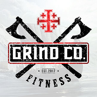 Grind Co. Tulsa Logo Design By U-Thrive Marketing Viking Background
